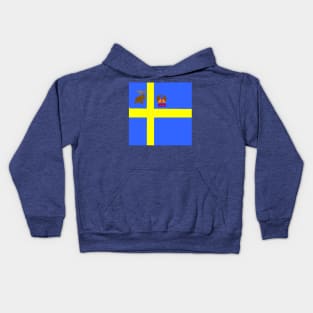 Sporty Swedish on Blue Background Kids Hoodie